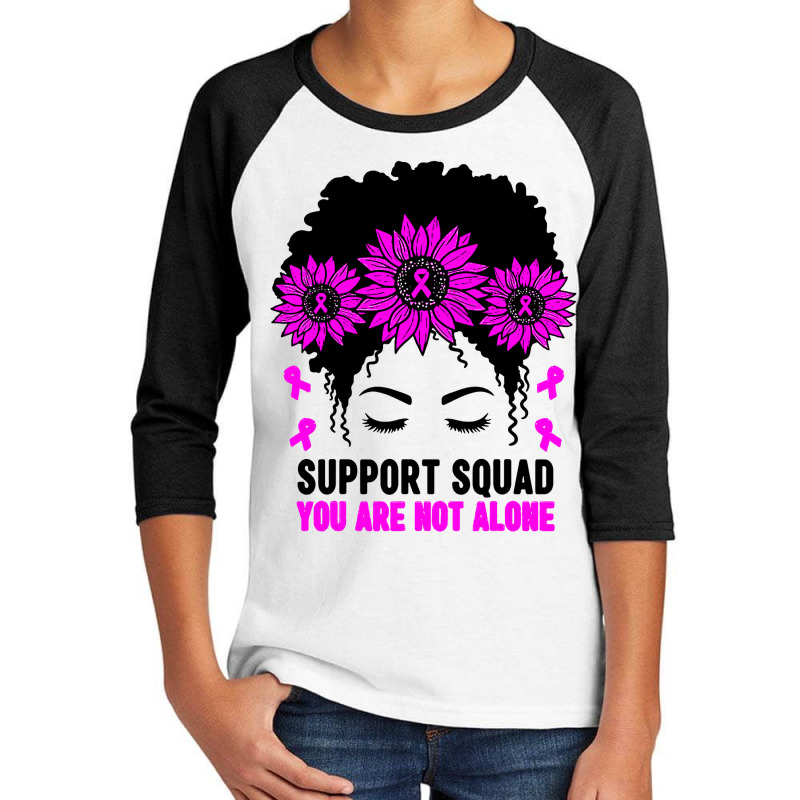 Awareness Support Squad Messy Bun Pink Warrior Youth 3/4 Sleeve | Artistshot