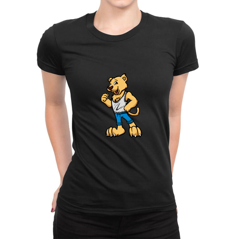 Cute Anthropomorphic Human-like Cartoon Character Cougar In Clothes Ladies Fitted T-Shirt by StephanySpeer | Artistshot