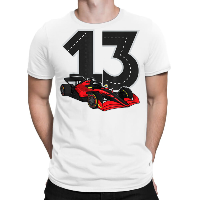 Racing Car Birthday Boy Race Track Number 13 Years Old T Shirt T-Shirt by cm-arts | Artistshot