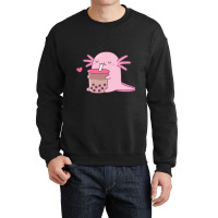 Chubby Axolotl Enjoys Bubble Tea Crewneck Sweatshirt | Artistshot