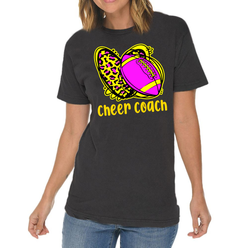 Cheer Coach Leopard Cheerleading Football Mom Vintage T-shirt | Artistshot