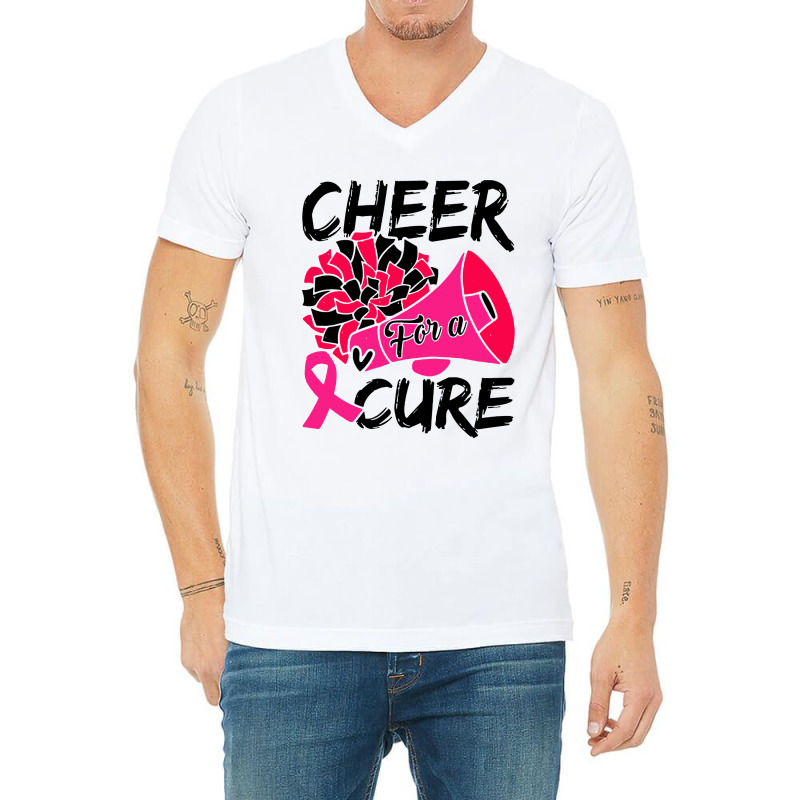 Cheer For Cure Pink Ribbon Awareness Women V-neck Tee | Artistshot