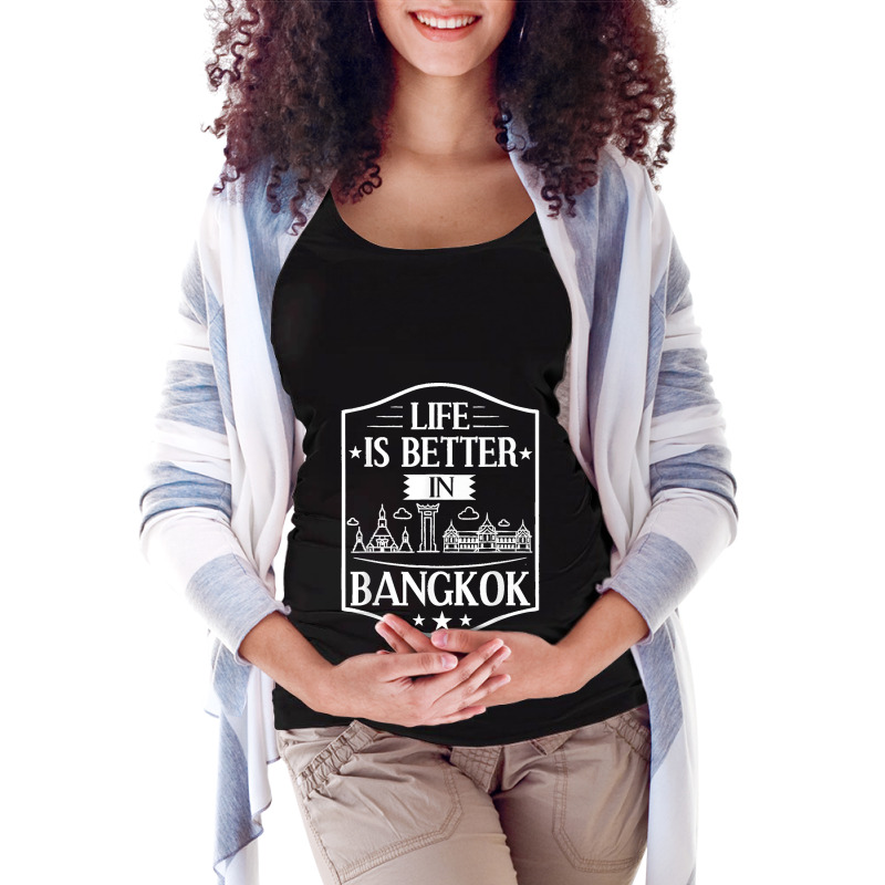 Bangkok Thailand City Skyline Map Maternity Scoop Neck T-shirt by LUISRTORRES | Artistshot