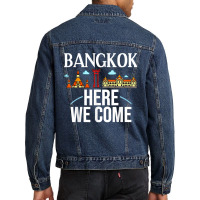 Bangkok Thailand City Trip Skyline Map Men Denim Jacket | Artistshot