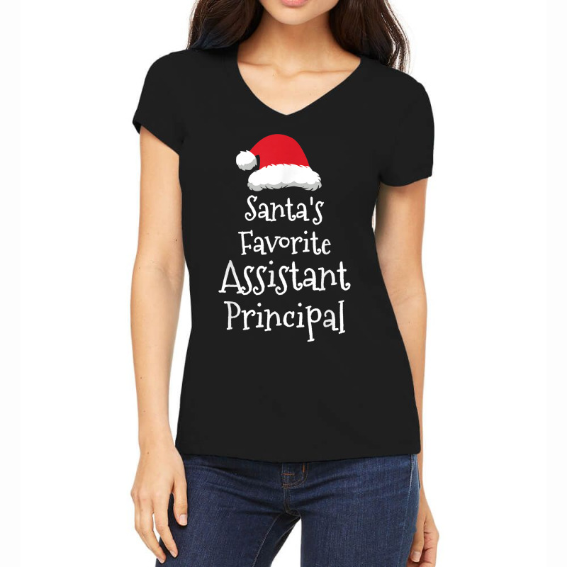 Santas Favorite Assistant Principal   Christmas Funny Gift Women's V-Neck T-Shirt by Uniform | Artistshot