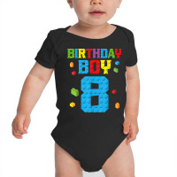 Master Builder 8th Birthday Boy 8 Eight Year Building Bricks T Shirt Baby Bodysuit | Artistshot