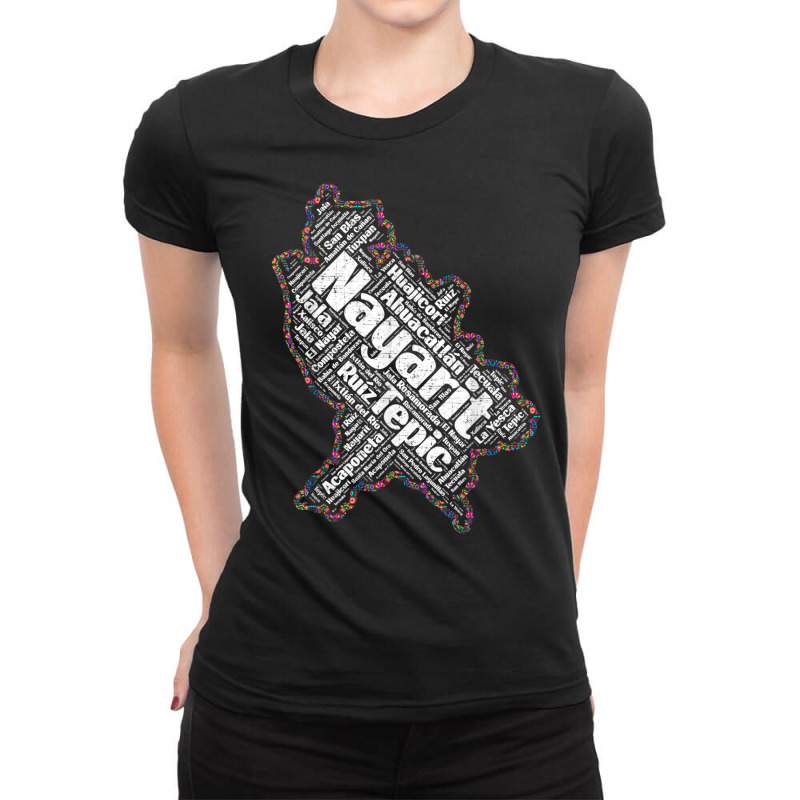 Mapa De Nayarit Mexico Y Municipios Flores Mexicanas T Shirt Ladies Fitted T-Shirt by cm-arts | Artistshot