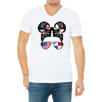 Half American Half Panamanian Girl Usa Panama Flag Patriot T Shirt V-neck Tee | Artistshot