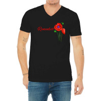 Veterans Day Gift, Flanders Field, The Red Poppy, Remember V-neck Tee | Artistshot