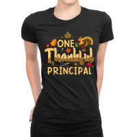 One Thankful Principal Fall Autumn Pumpkin Thanksgiving Ladies Fitted T-shirt | Artistshot