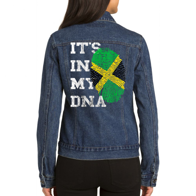 It's In My Dna Jamaica Genetic Jamaican Roots Jamaican Pride T Shirt Ladies Denim Jacket by cm-arts | Artistshot