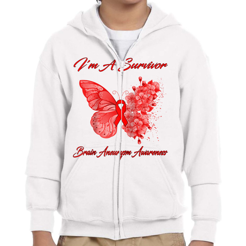 Butterfly I'm A Survivor Brain Aneurysm Awareness Raglan Baseball Tee Youth Zipper Hoodie by cm-arts | Artistshot