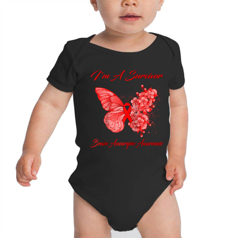 Butterfly I'm A Survivor Brain Aneurysm Awareness Raglan Baseball Tee Baby Bodysuit by cm-arts | Artistshot