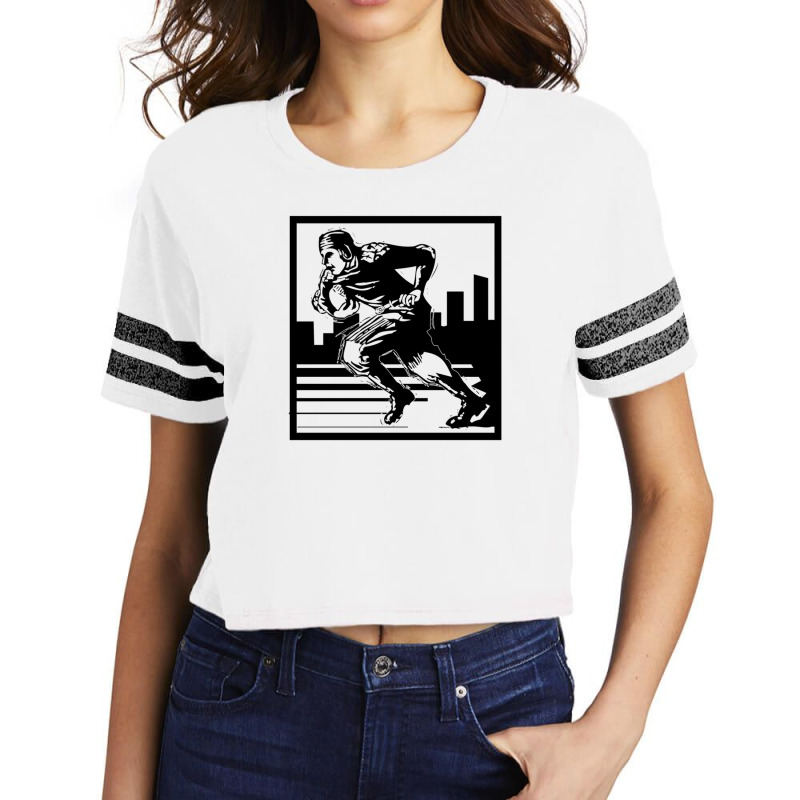 Vintage Woodblock Style Football Print Scorecard Crop Tee by ClarissaEaton | Artistshot