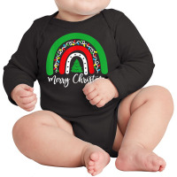 Merry Christmas Rainbow Xmas Lights Matching Pjs Pajamas T Shirt Long Sleeve Baby Bodysuit | Artistshot