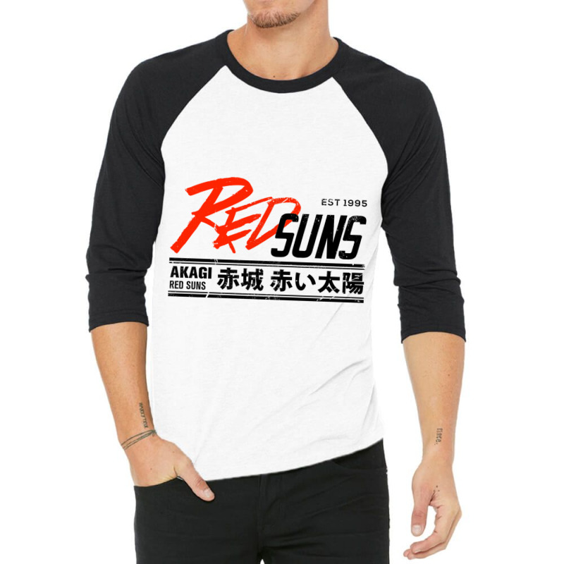 Initial D - Redsuns Tee (black) 3/4 Sleeve Shirt | Artistshot