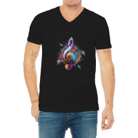 Music Musical Instrument Birds Treble V-neck Tee | Artistshot