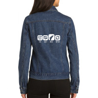 Eat Sleep Guitar Rock Mantra Ladies Denim Jacket | Artistshot