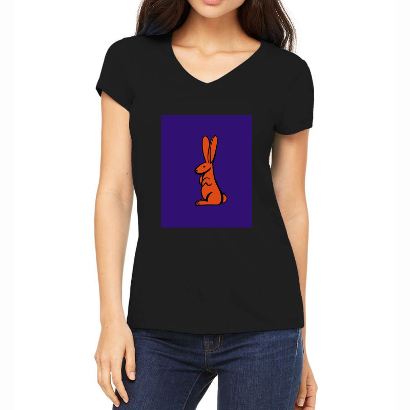 Rabbit With Long Ears Women's V-Neck T-Shirt by RebekahShinn | Artistshot