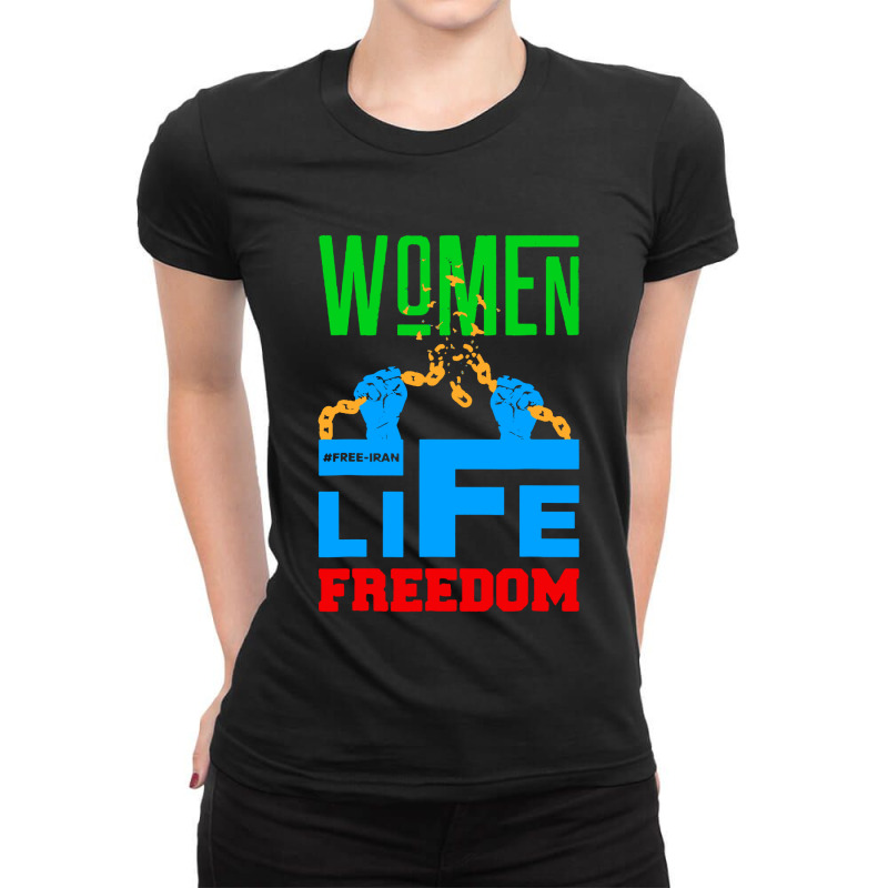 Free Iran Stand With The Women Of Iran Ladies Fitted T-Shirt by Pinkbubbles | Artistshot