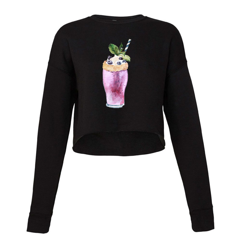 Blueberry Smoothie  Blueberry Milkshake With Whipped Cream Cropped Sweater by cemarrarubi | Artistshot