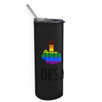 Fck Desantis X 2 - Censored With 2 Rainbow Middle Fingers Skinny Tumbler | Artistshot