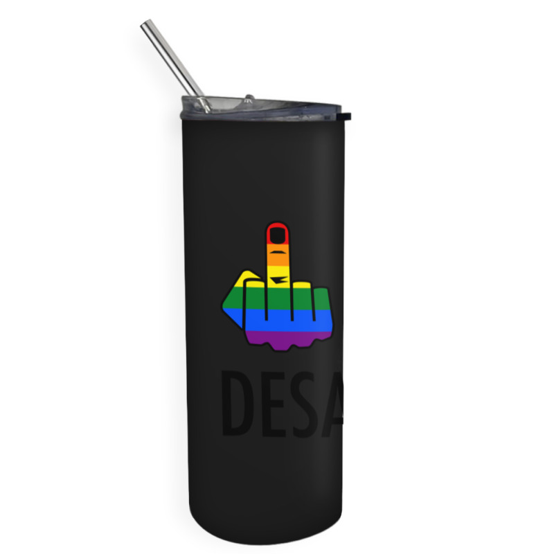 Fck Desantis X 2 - Censored With 2 Rainbow Middle Fingers Skinny Tumbler | Artistshot