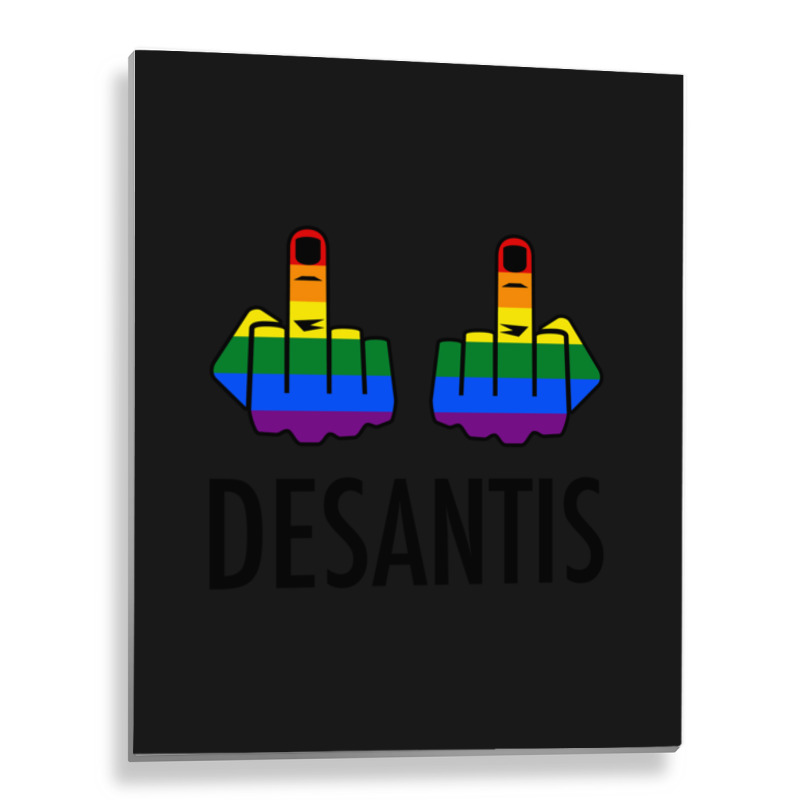 Fck Desantis X 2 - Censored With 2 Rainbow Middle Fingers Metal Print Vertical | Artistshot