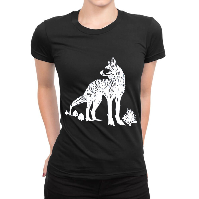 Floral Wolf Ladies Fitted T-Shirt by cm-arts | Artistshot