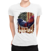 Rooster Shirt Cock Fight Us Flag T Shirt Ladies Fitted T-shirt | Artistshot