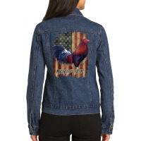 Rooster Shirt Cock Fight Us Flag T Shirt Ladies Denim Jacket | Artistshot