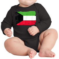 Official Kuwait Flag Kuwaiti Country Pride Vintage T Shirt Long Sleeve Baby Bodysuit | Artistshot