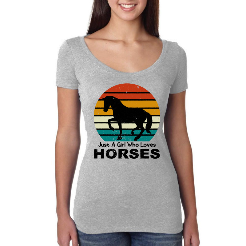 Horse Just A Girl Who Loves Horses Horseman Cattle Women's Triblend Scoop T-shirt by coolquirrell | Artistshot