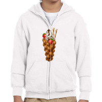 Bubble Waffle Ice Cream  Egg Bubble Waffle Vanilla Ice Cream 3 Youth Zipper Hoodie | Artistshot