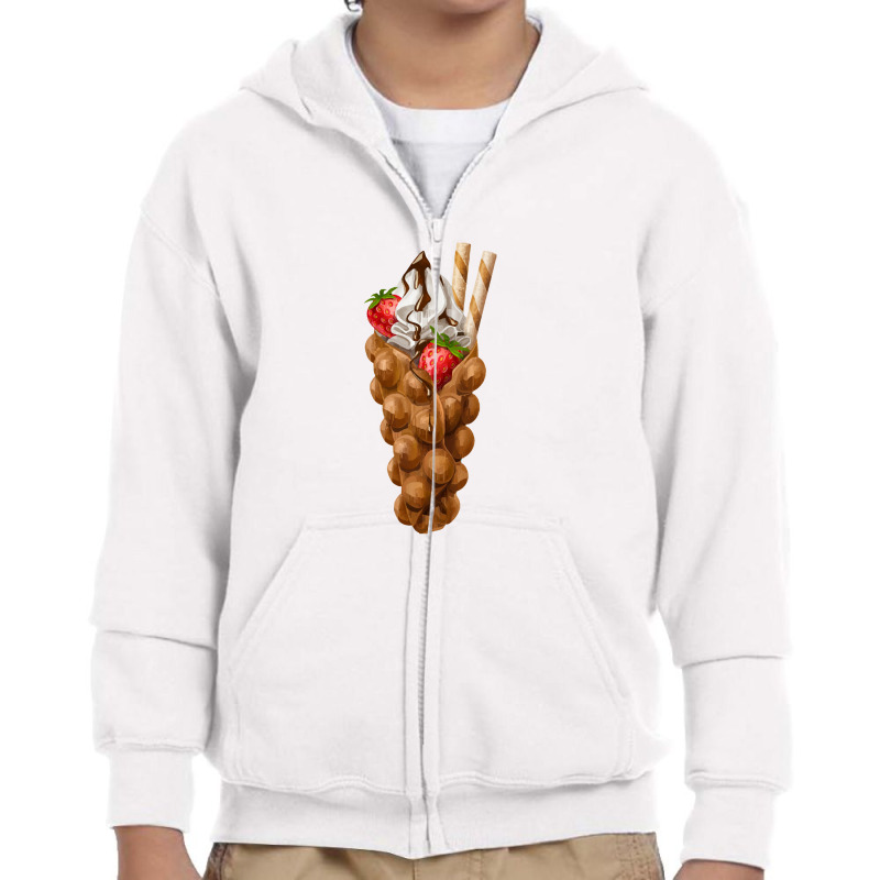 Bubble Waffle Ice Cream  Egg Bubble Waffle Vanilla Ice Cream 3 Youth Zipper Hoodie by cemarrarubi | Artistshot