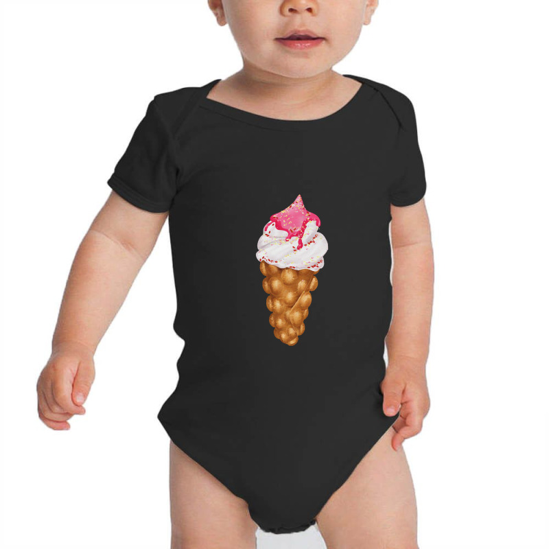 Bubble Waffle Ice Cream  Egg Bubble Waffle Vanilla Ice Cream 4 Baby Bodysuit by cemarrarubi | Artistshot