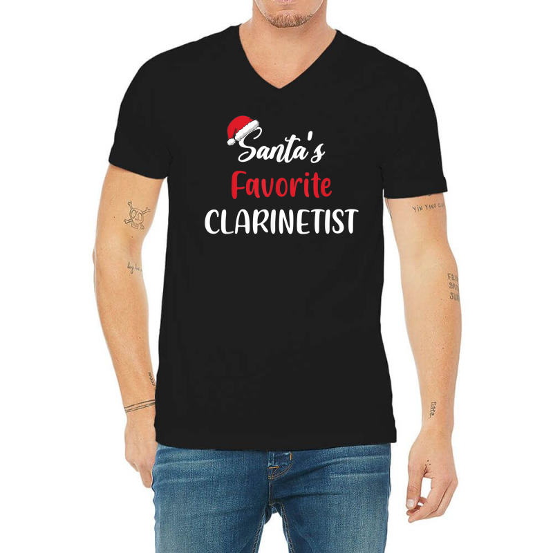 Santas Favorite Clarinetist Gift Christmas Clarinet Funny V-neck Tee | Artistshot