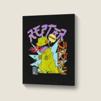 Rugrats Reptar Kanji Fire Sketch Portrait Canvas Print | Artistshot