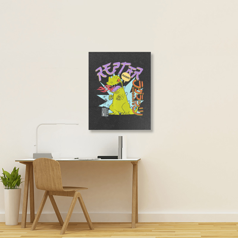 Rugrats Reptar Kanji Fire Sketch Portrait Canvas Print | Artistshot