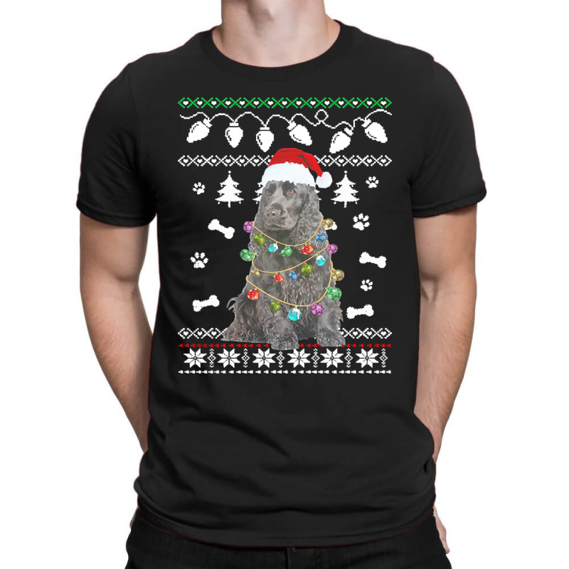 American Water Spaniel Dog Santa Hat Ugly Christmas Sweater Happy Holi T-shirt | Artistshot