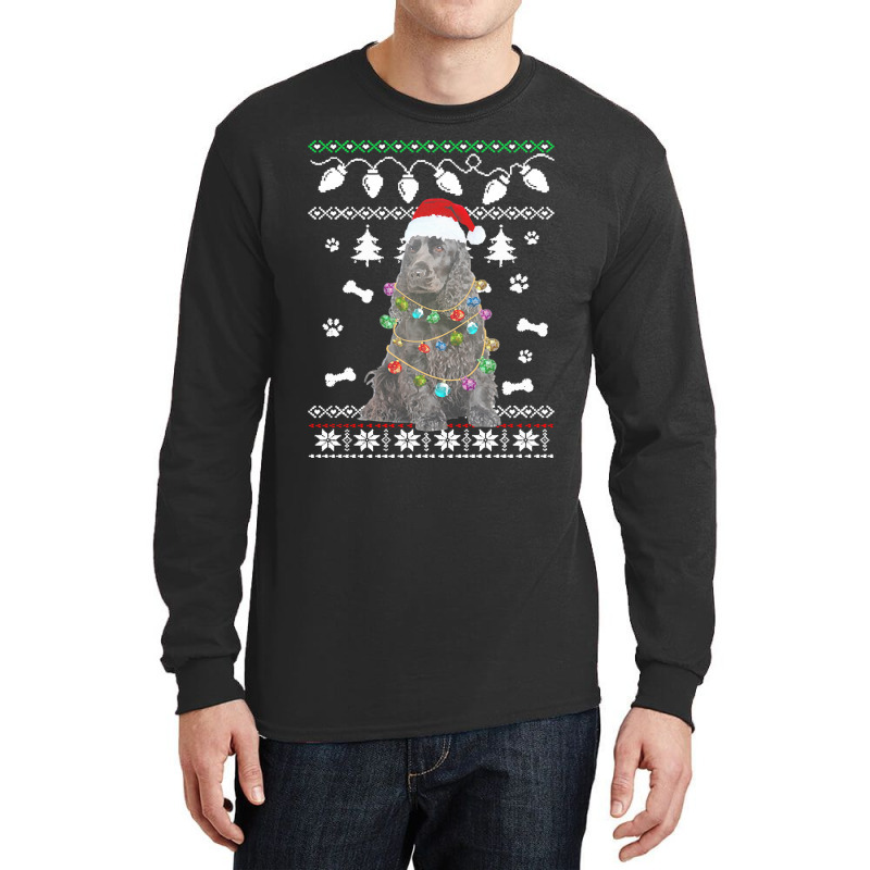 American Water Spaniel Dog Santa Hat Ugly Christmas Sweater Happy Holi Long Sleeve Shirts | Artistshot