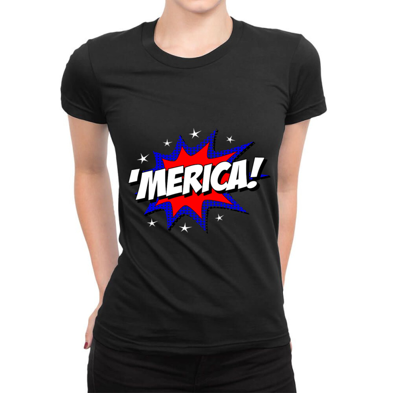 Merica America Ladies Fitted T-Shirt by cm-arts | Artistshot