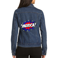 Merica America Ladies Denim Jacket | Artistshot