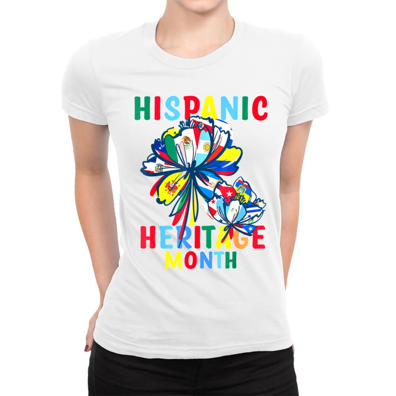 Hispanic Heritage Month Latino Countries Flags Sunflower (2) Ladies Fitted T-Shirt by JENNYKISS | Artistshot