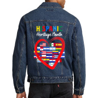 Hispanic Heritage Month Latino Countries Heart Flags Men Denim Jacket | Artistshot