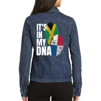 Panamanian And Jamaican Mix Dna Flag Heritage Pullover Hoodie Ladies Denim Jacket | Artistshot