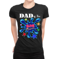 Slime Father Matching Birthday Party Dad Of The Slime Queen Ladies Fitted T-shirt | Artistshot