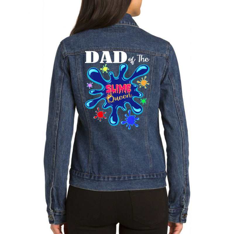 Slime Father Matching Birthday Party Dad Of The Slime Queen Ladies Denim Jacket by cm-arts | Artistshot