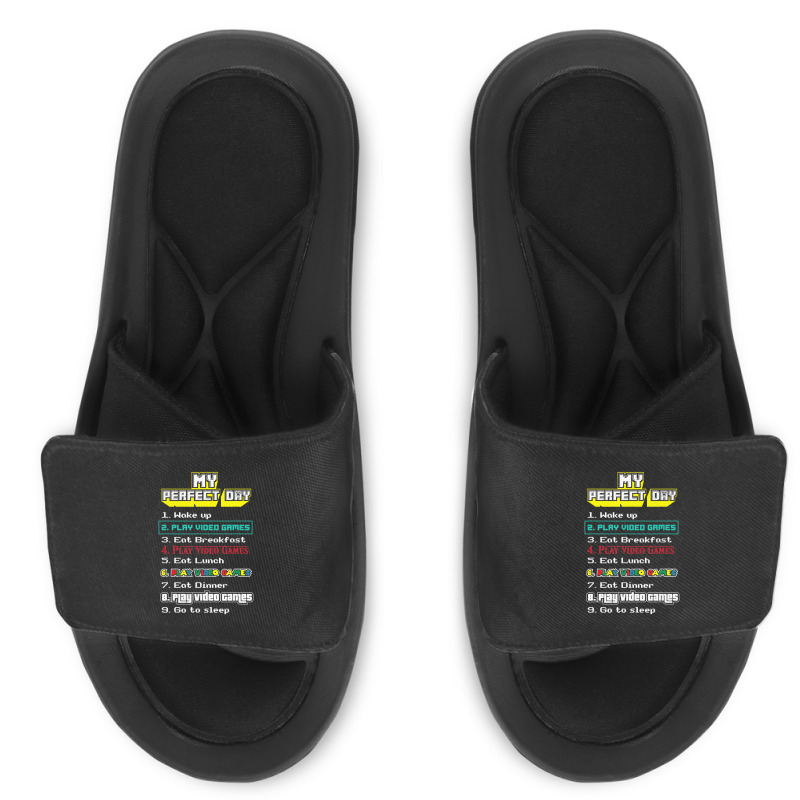 My Perfect Day Play Video Games Gamer Slide Sandal | Artistshot