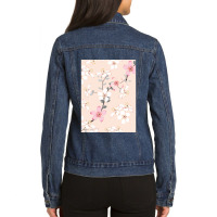 Seamless Pattern Pink Wild Flowers Isolated Pastel Ladies Denim Jacket | Artistshot